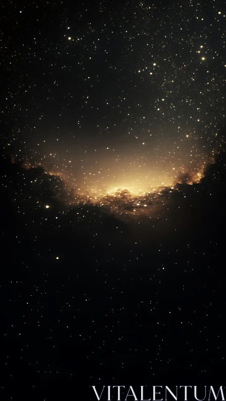 Starlit nebula veil opening over a golden cosmic dawn.