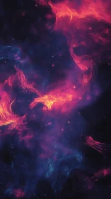 Cosmic nebula glows with vivid magenta and deep indigo forms.