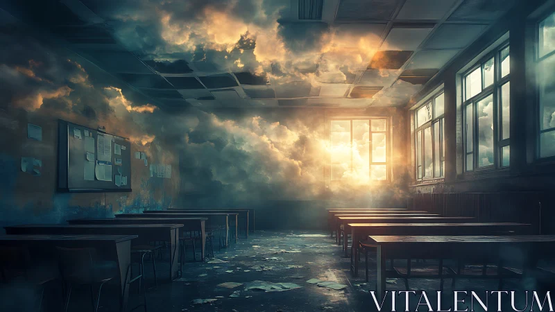Dreamy classroom fills with glowing clouds of soft light