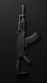 Midnight rifle silhouette glows in sleek monochrome steel.