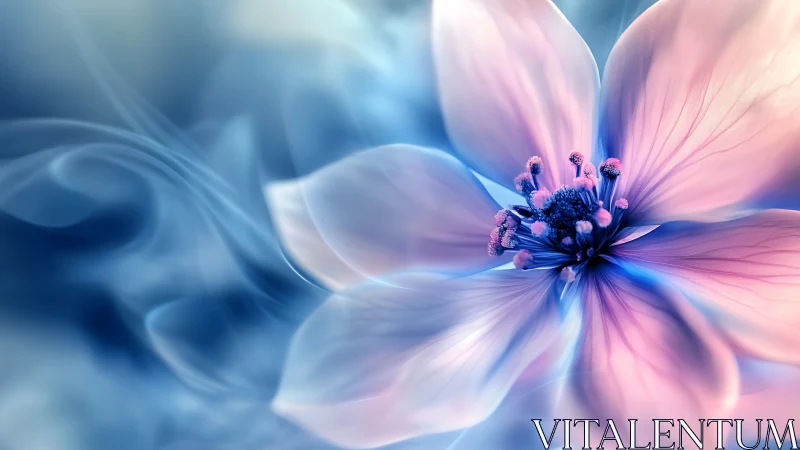 Cosmos flower with motion blur effect and gradient background.