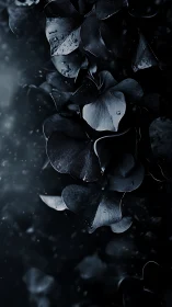 Dark Petals with Water Droplets and Moody Atmospheric Lighting
