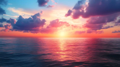 Sunset stitches neon ribbons of color across calm seas