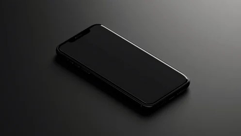 Black smartphone on neutral gray surface