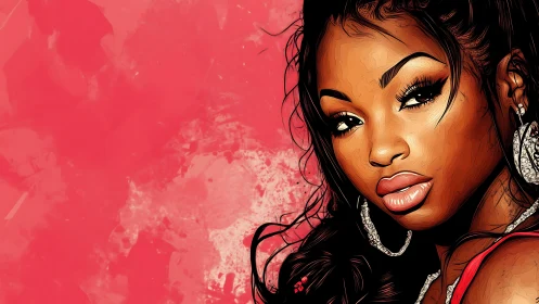 Crimson whisper portrait of a glossy‑eyed daydreamer.