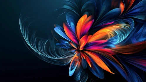 Abstract digital form organizes multicolored curved elements