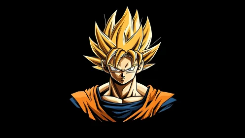 Stylized cel-shaded portrait of spiky-haired anime figure