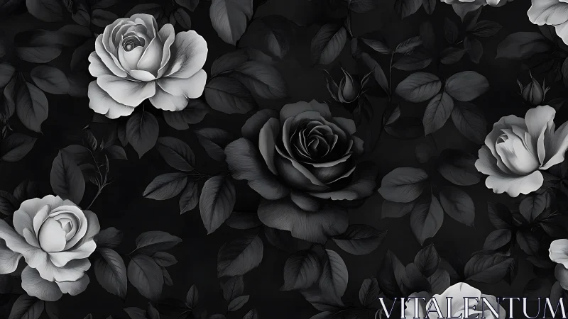 Monochrome Roses Dance Through Shadows and Ethereal Light