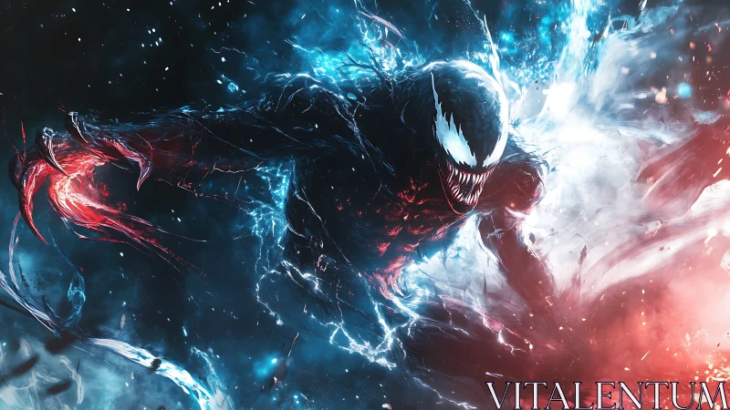 Electric symbiote storm surging through neon chaos.