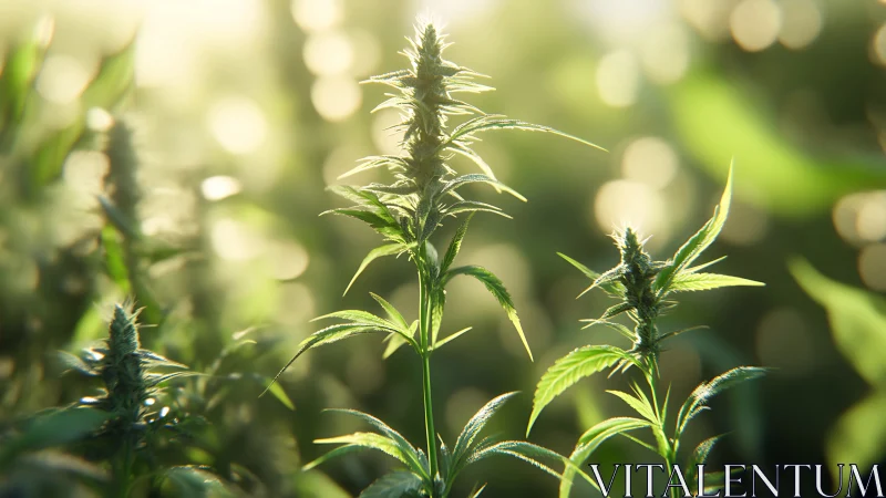 Sunlit garden greens basking in a dreamy golden glow.