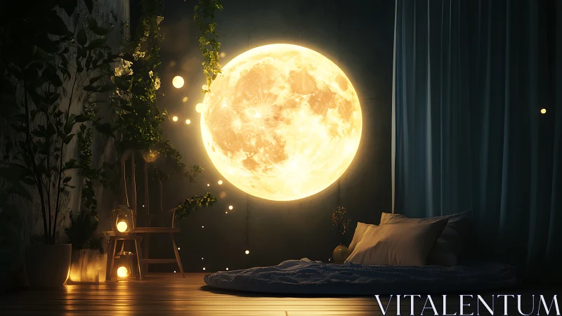 Moonlit nesting room where dreams sleep inside starlight.