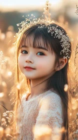Ethereal Garden Child Crowned in Baby's Breath Blooms