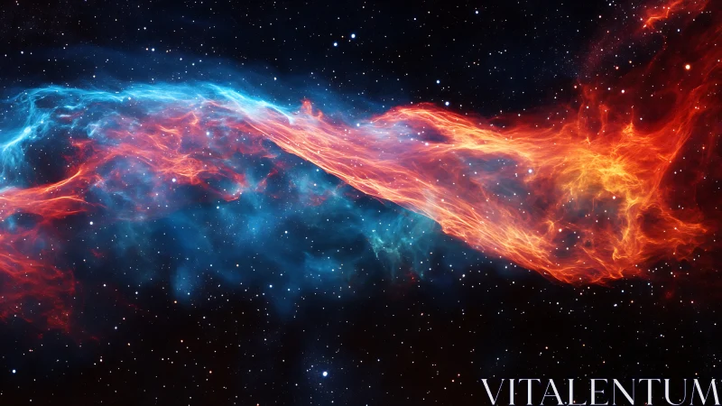 Streaks of cosmic fire and ice drift gently across space