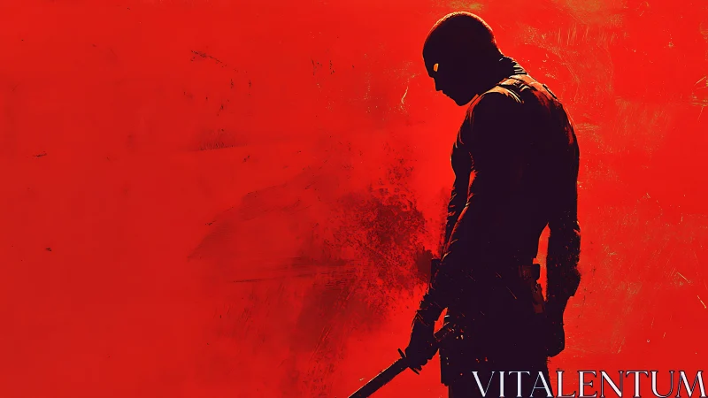 Masked antihero stands brooding in blood-red silence