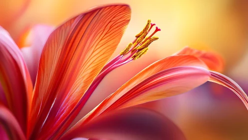 Macro floral portrait with translucent petals in warm bokeh.