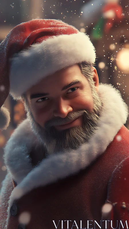 Warmhearted modern Santa sharing a playful holiday smile.