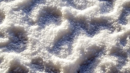 Close-up surface view of fresh textured snow cover.