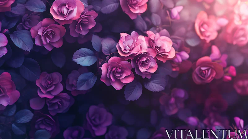 Chromatic Rose Garden: Magenta Blooms with Bokeh Gradient.