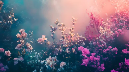 Gradient Floral Bloom: Teal to Magenta Transition Study.