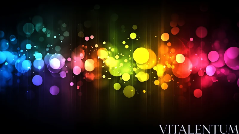 Glowing rainbow bokeh orbs pulse across a deep black void