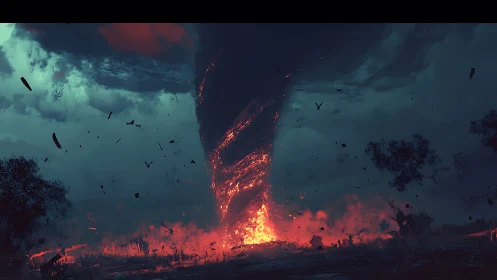 Apocalyptic Inferno: Atmospheric Catastrophe Through Turbulent Sky.