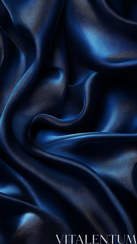Specular micro-texture study of folded cobalt satin fabric.