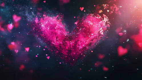 Glowing Pink Heart Bursts Through Cosmic Darkness