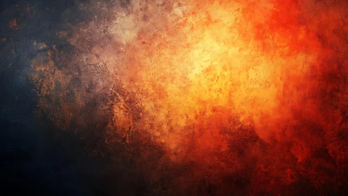 Fiery Abstract Texture With Warm Orange and Dark Tones Painting.