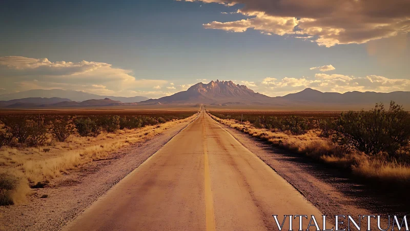 Endless desert highway chasing copper-lit mountain dreams.