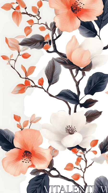 Coral Blossoms Dance: Magnolia Dreams in Motion.
