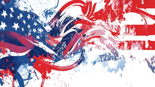 Bold American flag splashes bursting with free flowing energy.