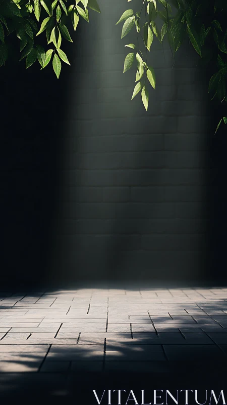 Quiet leaves rehearse sunlight on a stage of pale stone