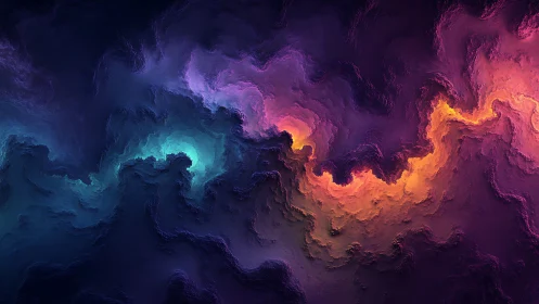 Fractal nebula ribbon with luminous chromatic turbulence.