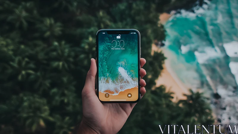 Coastal Pulse: Palm-Fringed Shores Captured in Digital Glass.