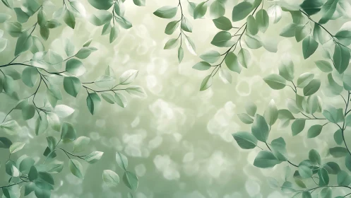 Soft green foliage frames gentle bokeh forest light