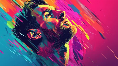 Vibrant portrait of a dreamer bathed in bold neon color.