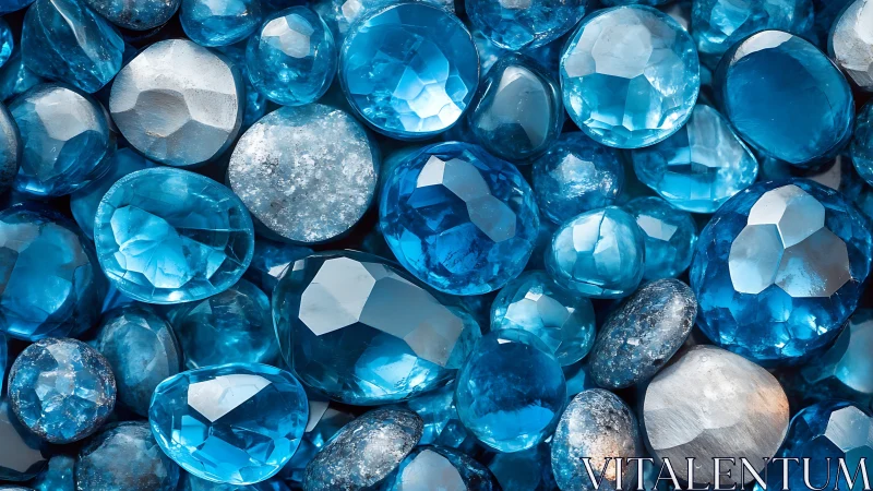 Tidal glitter of blue gemstones in a crystalline dreamscape.