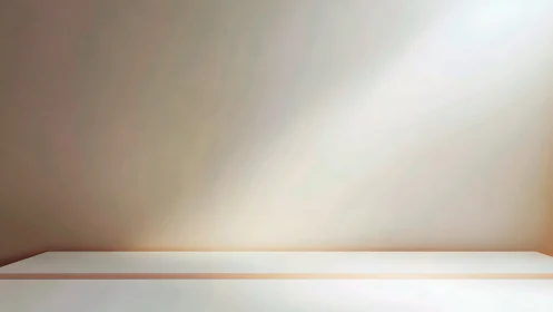 Minimalist display shelf stands under soft studio lighting glow