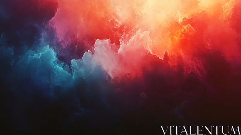 Bicolor luminous cloud formation in abstract digital field.