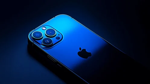 Blue iPhone Pro Camera System Studio Photography