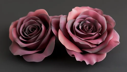 Twin Mauve Roses Against Neutral Backdrop.