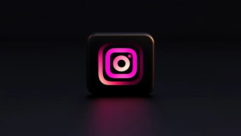 Instagram Logo with Neon Glow Effect on Dark Background.