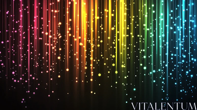 Vertical spectrum lines with suspended bokeh light particles.