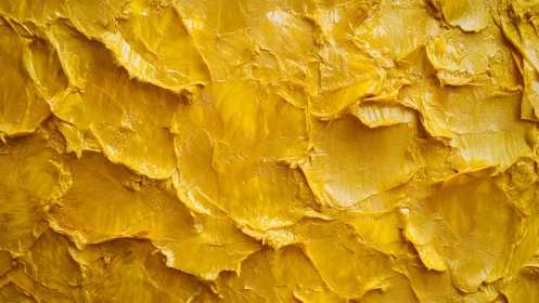 Thick Yellow Oil Paint Abstract Texture With Bold Brush Strokes.