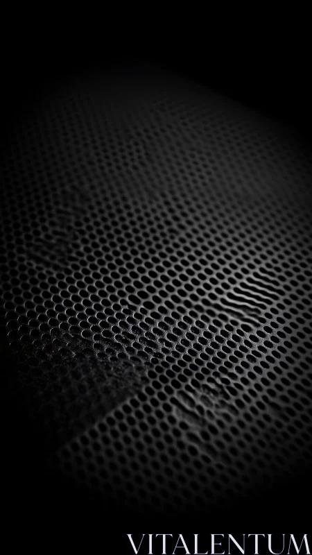 Dark perforated metal surface with deformed texture detail.