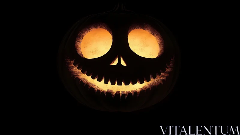 Luminous jack o lantern with exaggerated carved grin geometry.
