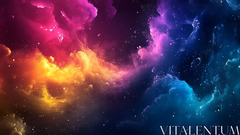 Nebular color storm swirling through deep cosmic voids.