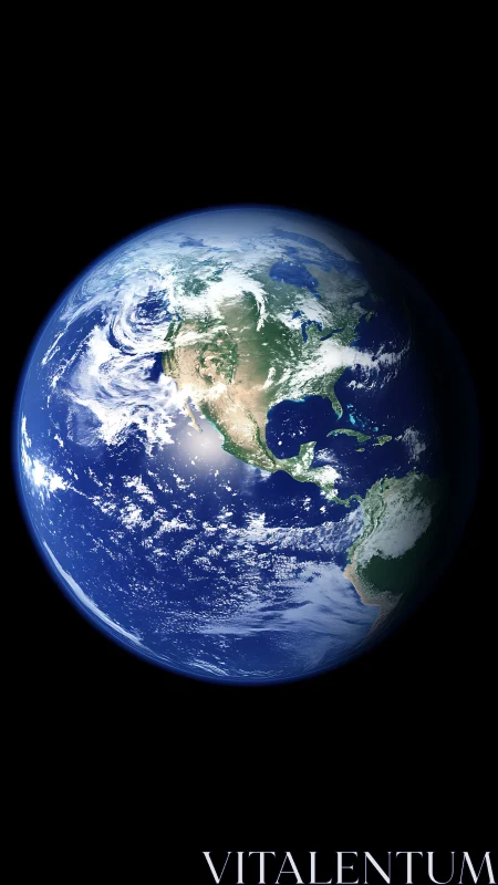 Planet Earth from space with North and South America visible.