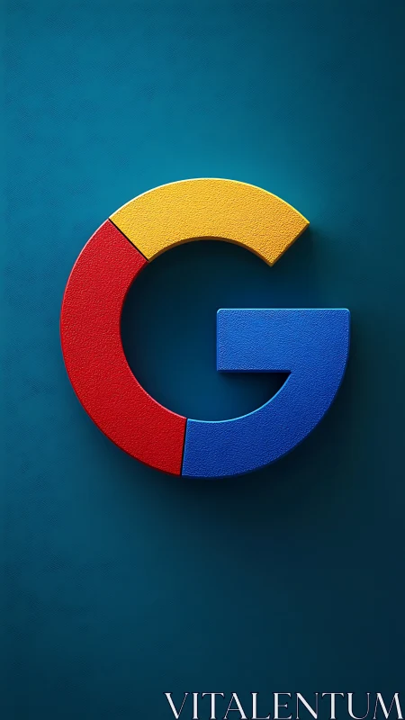 Multicolored Google Letter G on Teal Background.