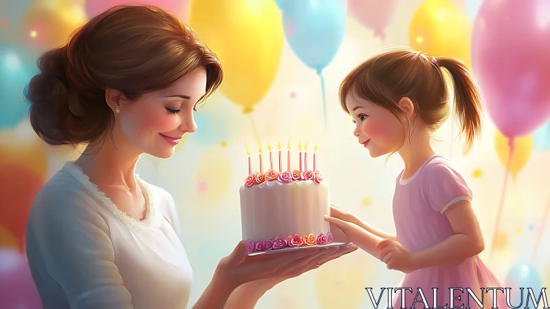Mother and Daughter Share Birthday Magic in Balloon Paradise.